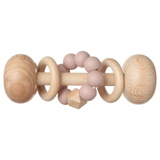 Ali + Oli Wooden Rattle Toys For Babies with (Blush) Silicone Beads